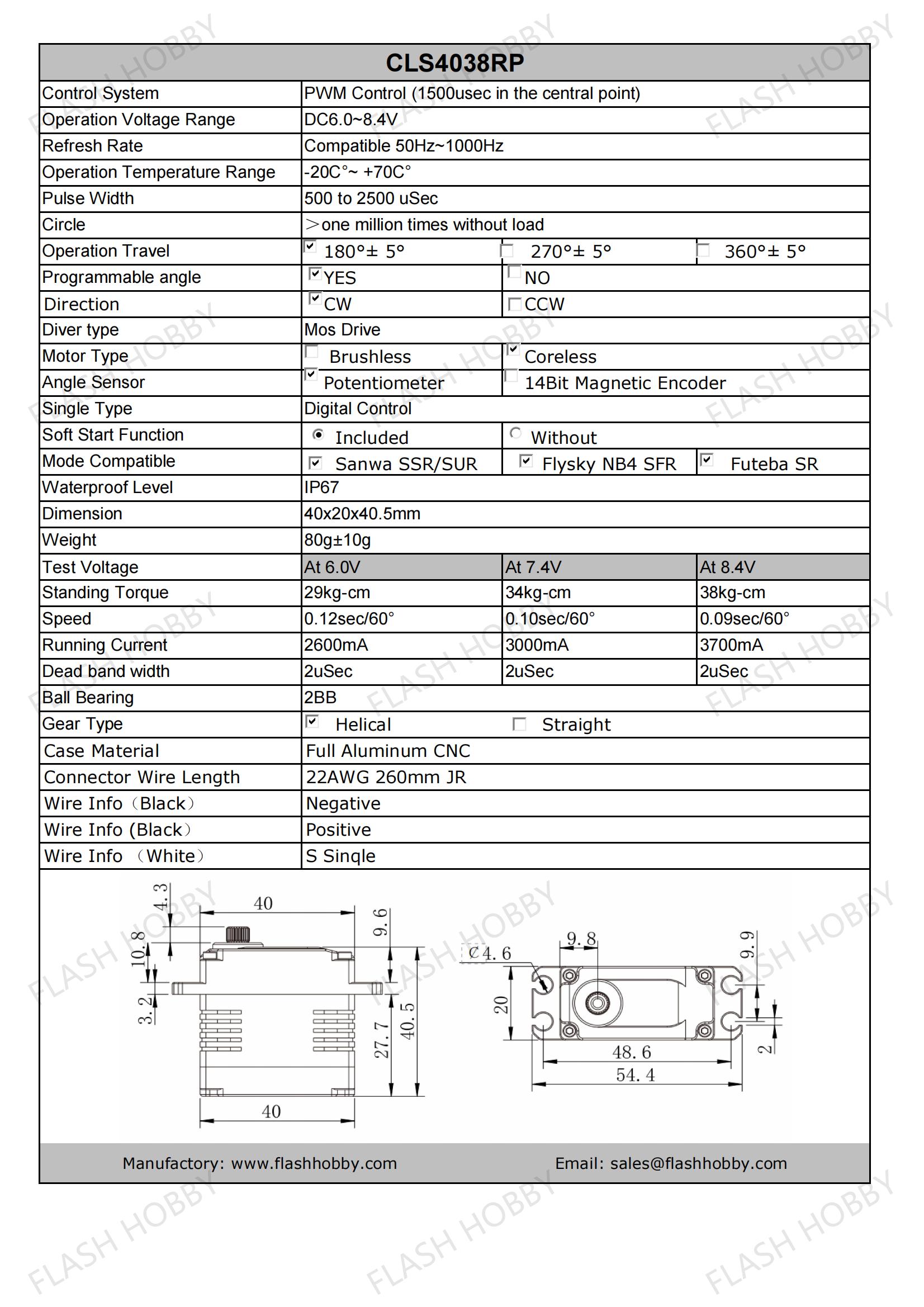 CLS4038RP 38KG Coreless Servo